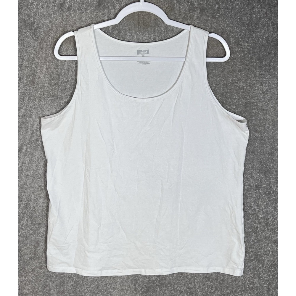 Duluth Trading No Yank Scoop Neck Tank‎ Top Womens Size 2X White Cotton Spandex
